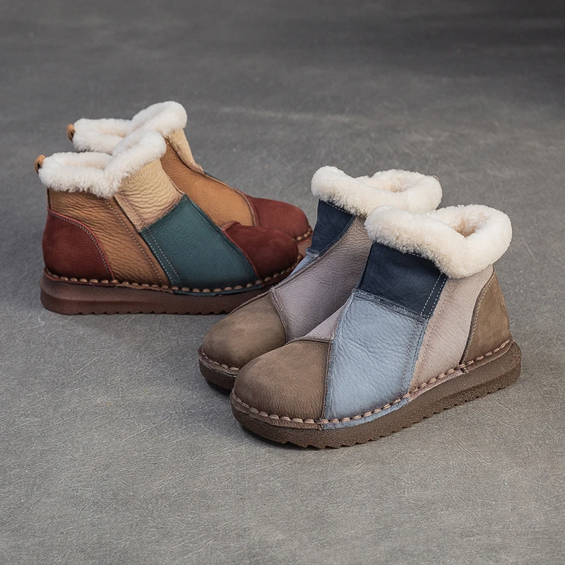 羊毛雪地靴女头层牛皮2025新款冬季保暖加绒大棉鞋防滑真皮短靴子