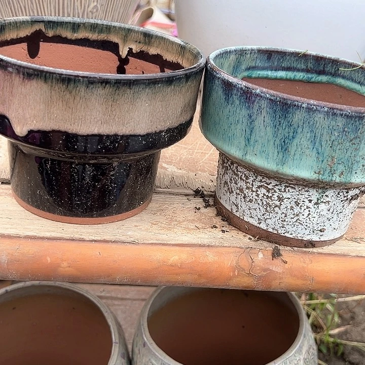 紫砂花盆口16高12，