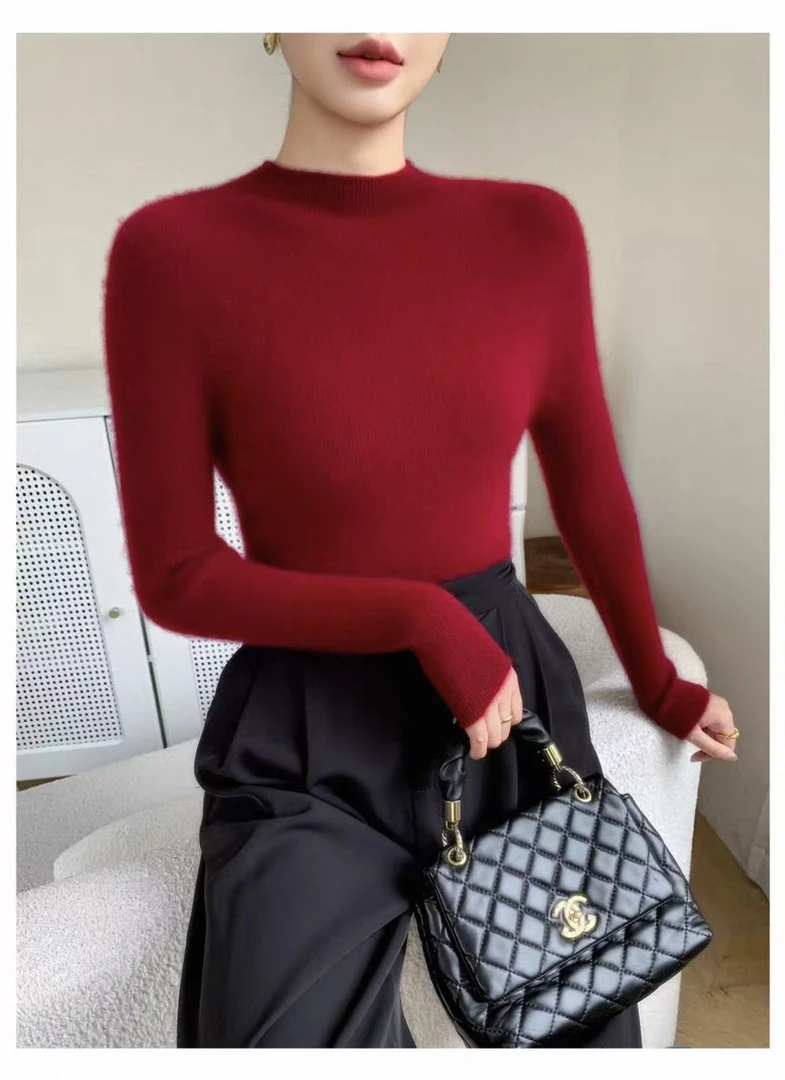 【100纯羊毛衫】一线成衣秋冬新款100纯羊毛衫女套头厚针织打底衫