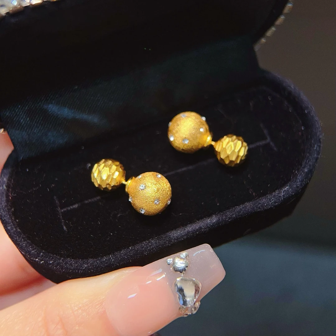 爆款中古拉丝星芒耳钉小众轻奢高级感长久不首饰女款