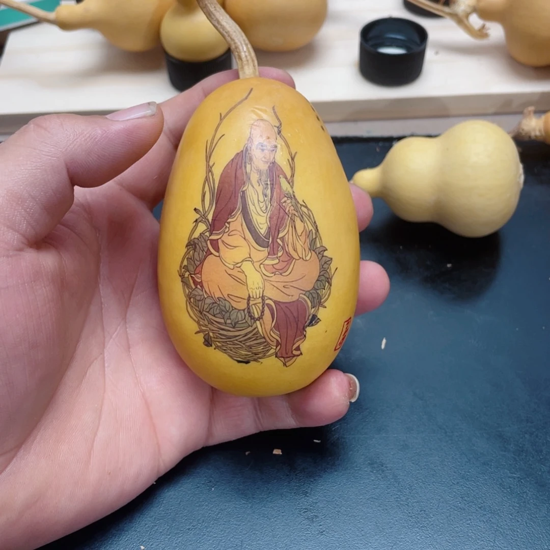 竹实心竹手把件葫芦彩绘0029