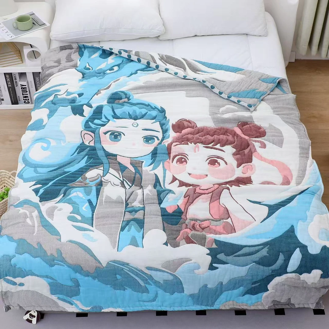 【哪吒敖丙】【150✖️200】多层纱布泡芙被，柔软透气亲肤