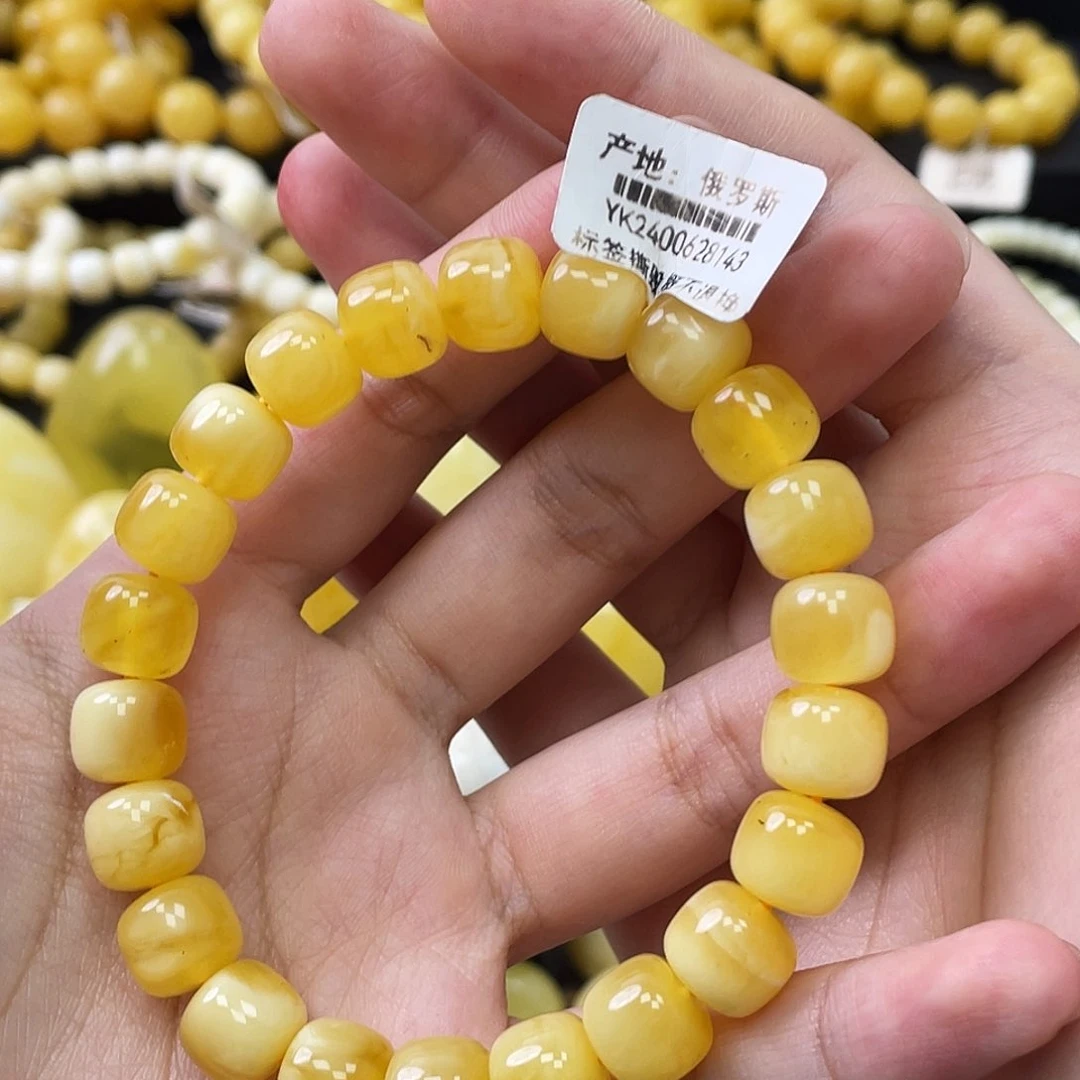 蜜蜡未镶嵌珠宝奇石瑕老型珠手串10mm+