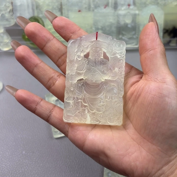 A***芋未镶嵌蛇纹石玉颈饰关公