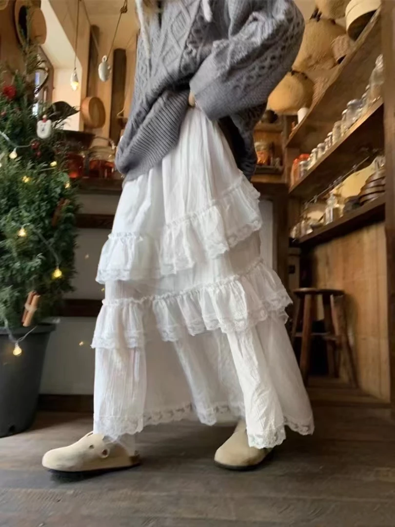 【1820】新款气质显瘦长款超仙法式高腰斜花边半身裙荷叶边大裙摆