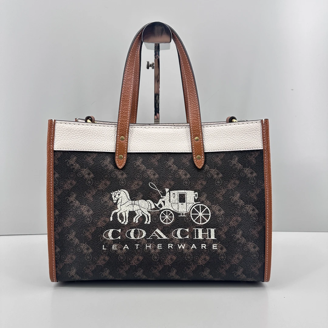 95新 COACH/蔻驰 field30黑色马车横版方托30x22x14cmM030410