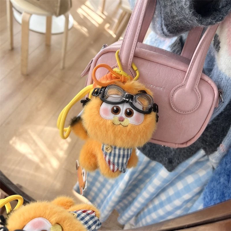 可爱护目镜加菲猫钥匙扣包挂件小清新少女心可爱包挂件跨境新品