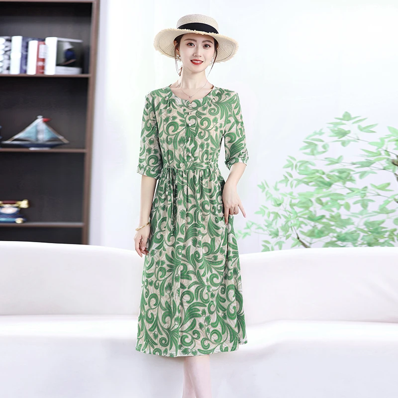 892夏季新款妈妈装连衣裙气质减龄显瘦时尚漂亮连衣裙