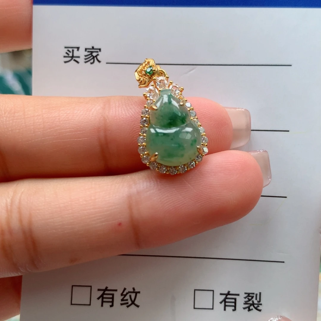 颈饰银S925镶嵌翡翠