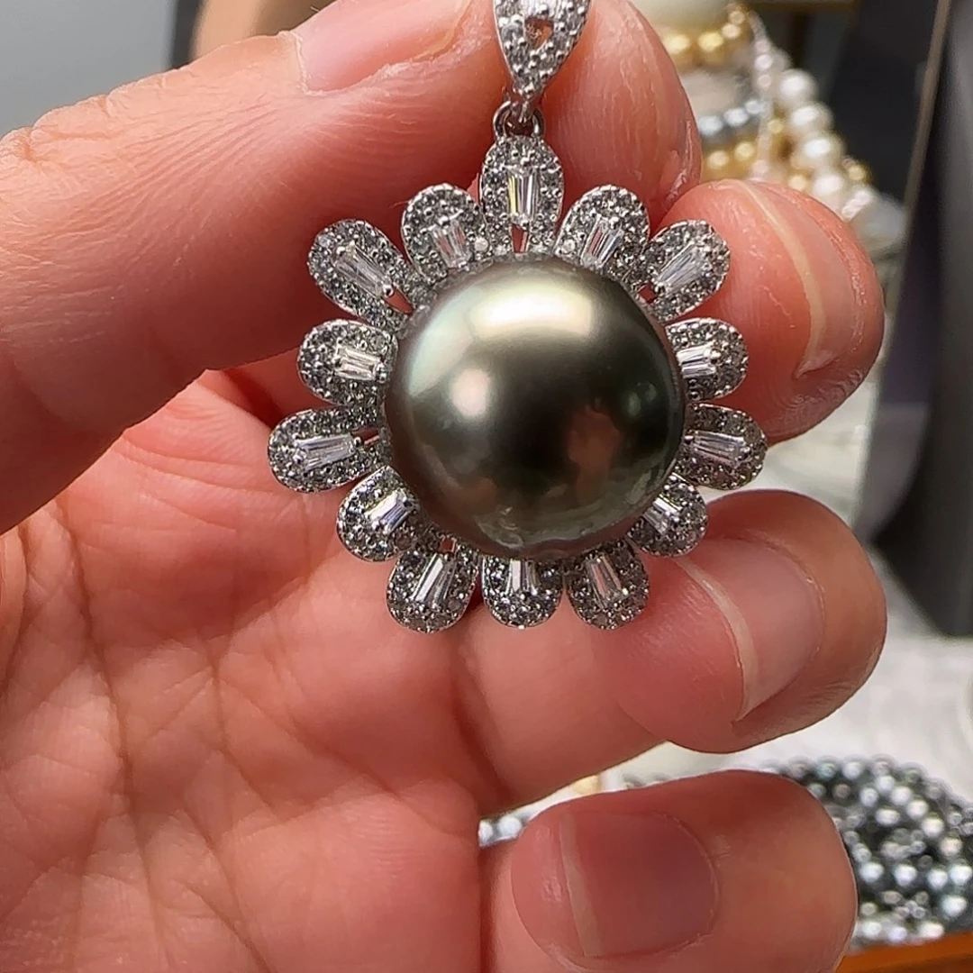 海水珍珠银S925镶嵌颈饰