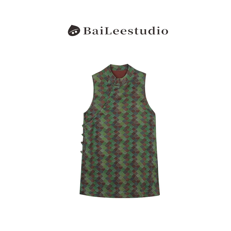 【柏栗良品】高定复古国风立领斜襟【桑蚕丝·香云纱·翡翠云海】9073