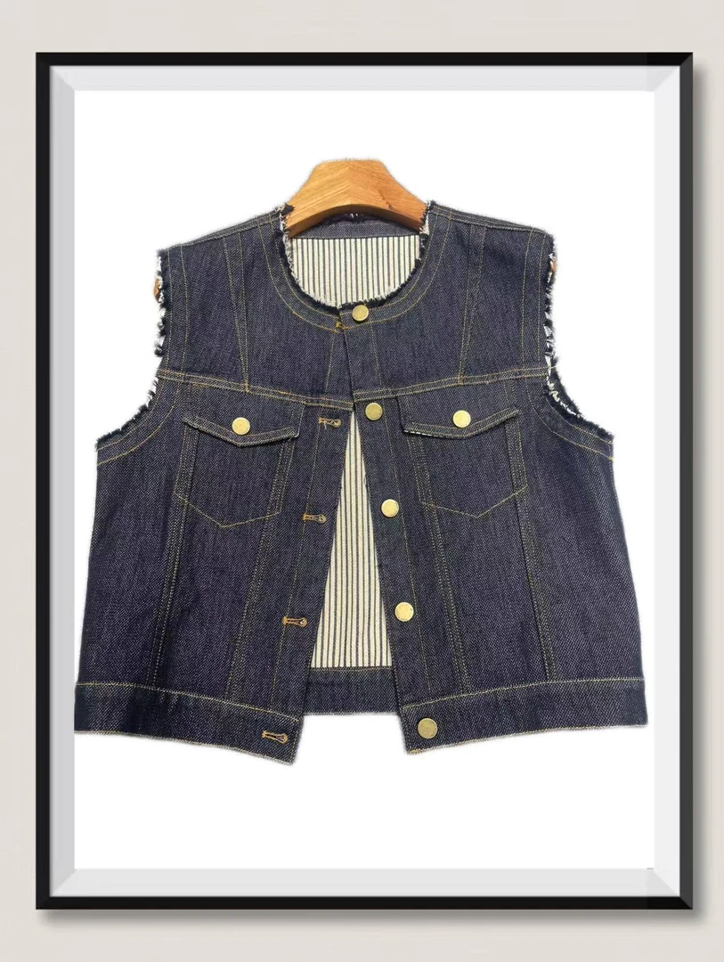 静姐  秋款百搭牛仔马甲c