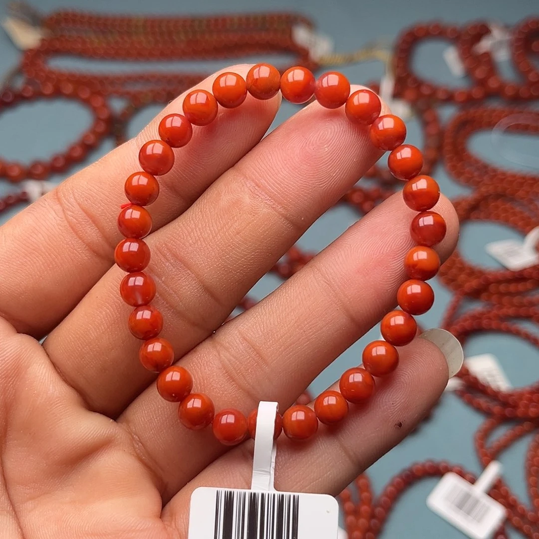 南红玛瑙未镶嵌手链柿子锦卡6
