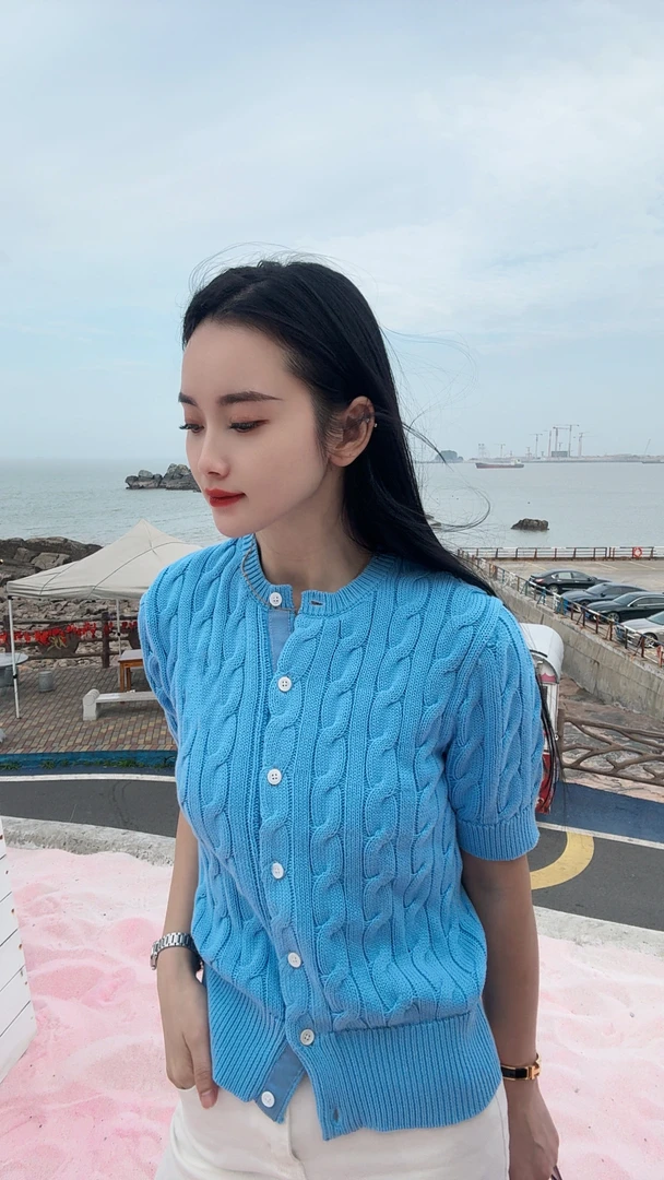 小马刺绣针织开衫短袖006