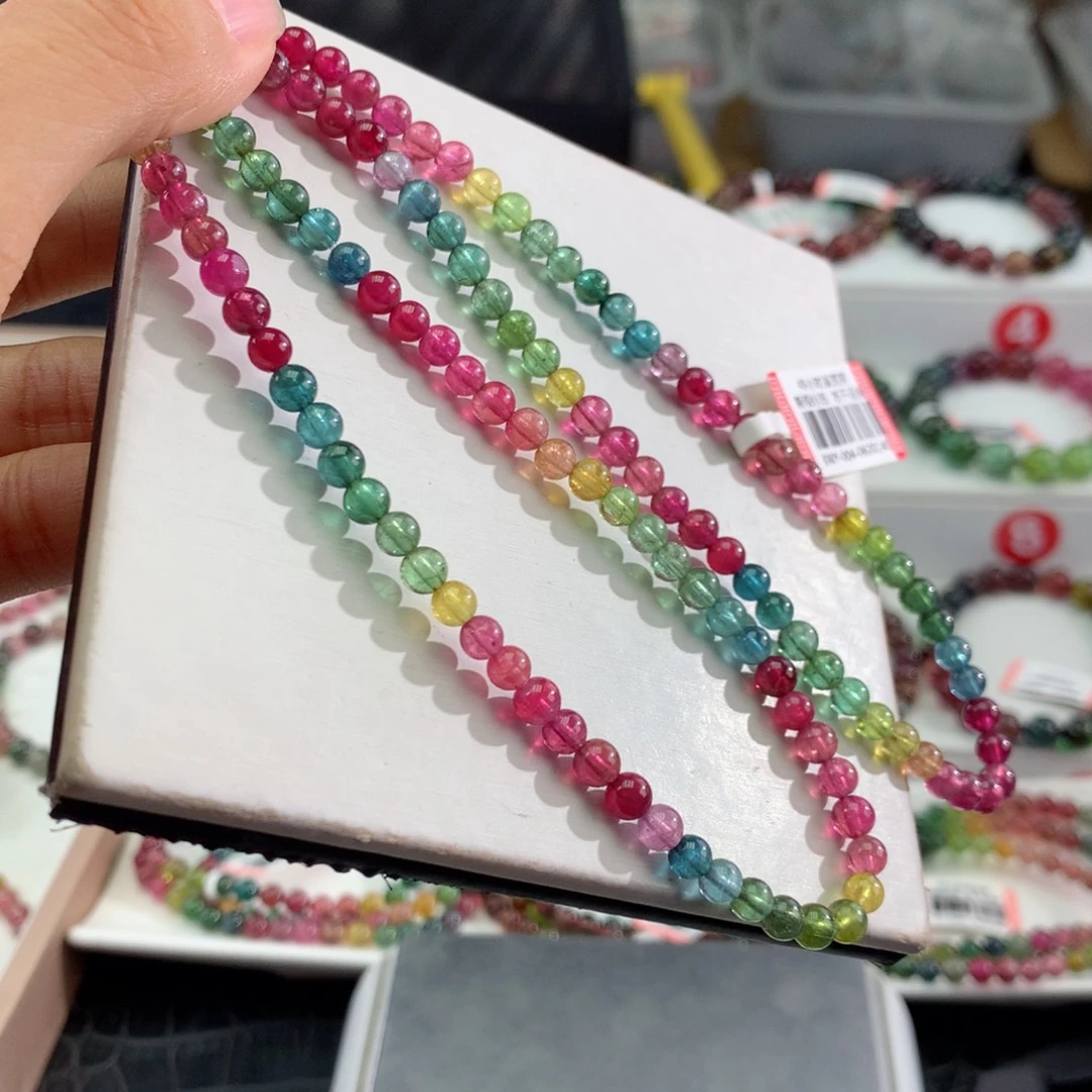 碧玺未镶嵌手链     4.8mm。