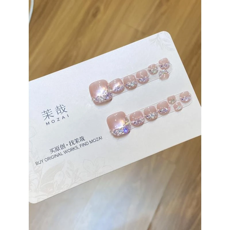 茉哉【紫调月光】手工定制美甲可拆卸穿戴脚甲A3954