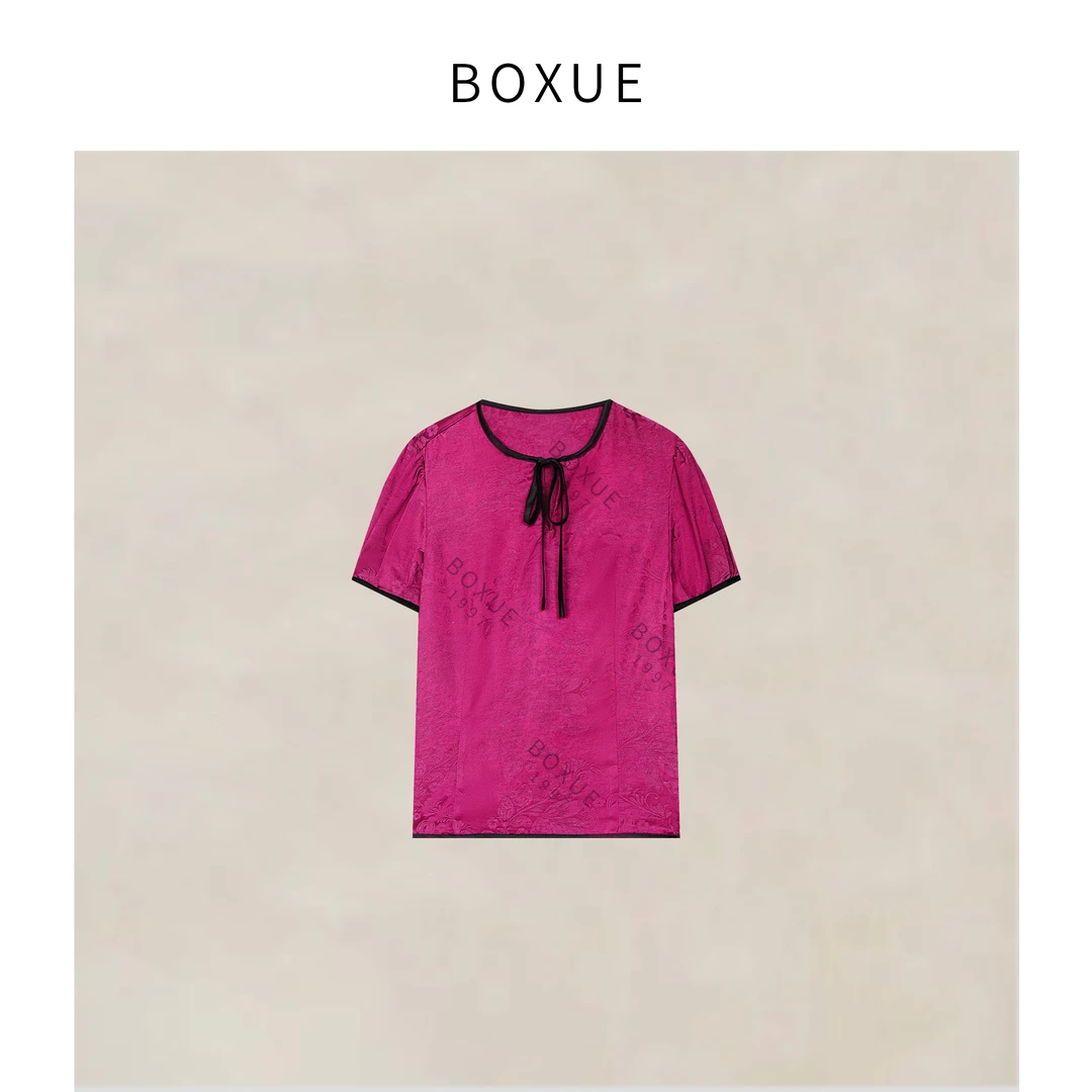 BOXUE”蜜语”2025夏季新款高级感侧排扣纯色 T恤#250513T2446