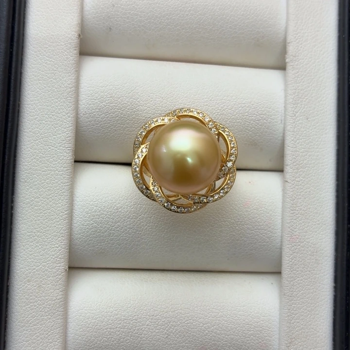 戒指银S925镶嵌海水珍珠