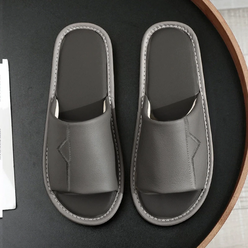 VBA 013 YZX牛皮真皮拖鞋一字拖舒适时尚居家休闲男女同款