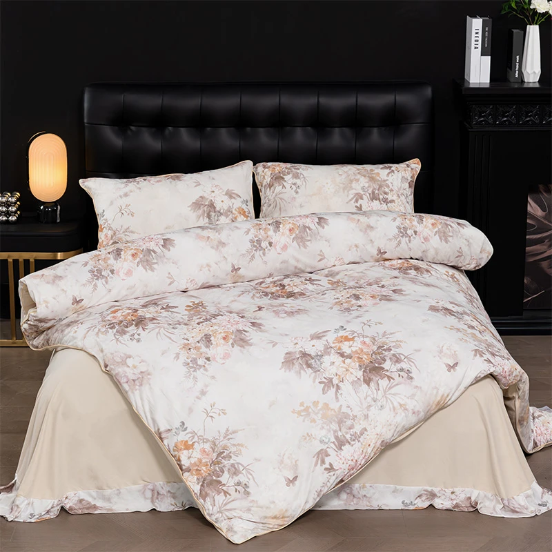 【冬被-花韵栖眠-黄-200】法式花卉羽零绒保暖被