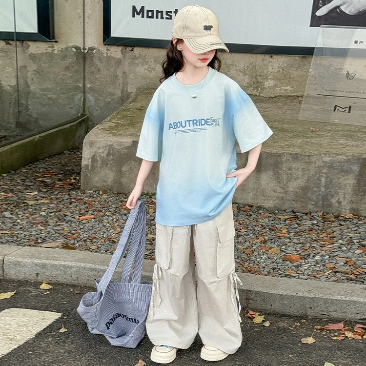 女童夏季短袖套装2025新款女大童夏装休闲T恤儿童夏天t恤牛仔裤子