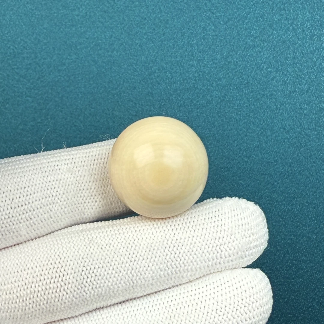 D28-61天然猛犸牙 芝士皮圆珠22.4mm支持复检假一罚十