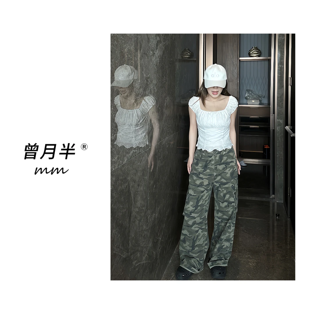 曾月半《帅气迷彩裤》写了我名字的直筒口袋工装裤！zk393