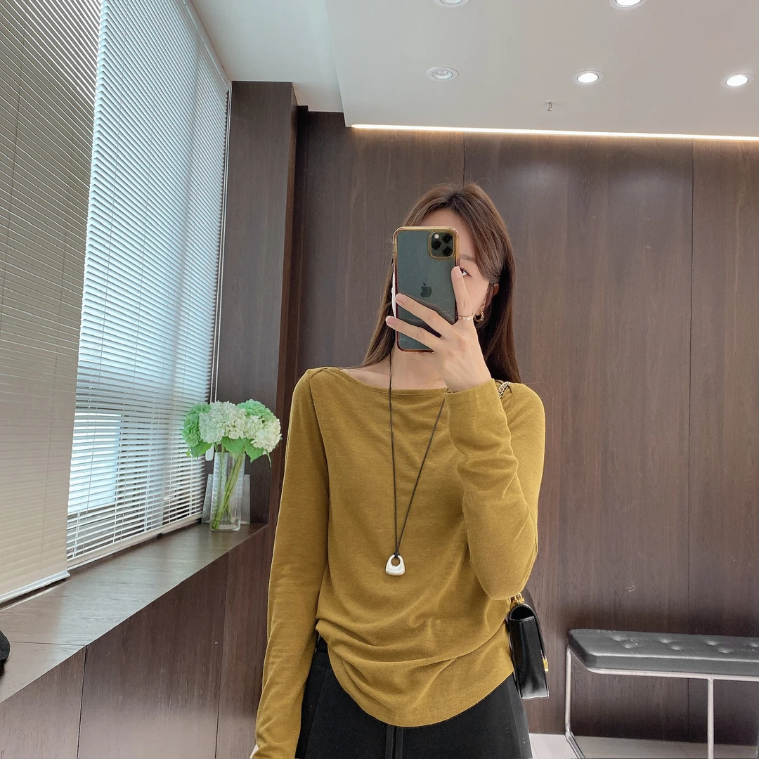 IMFLY金小金自制女装 针织衫DYW9685韩系一字领休闲打底长袖上衣