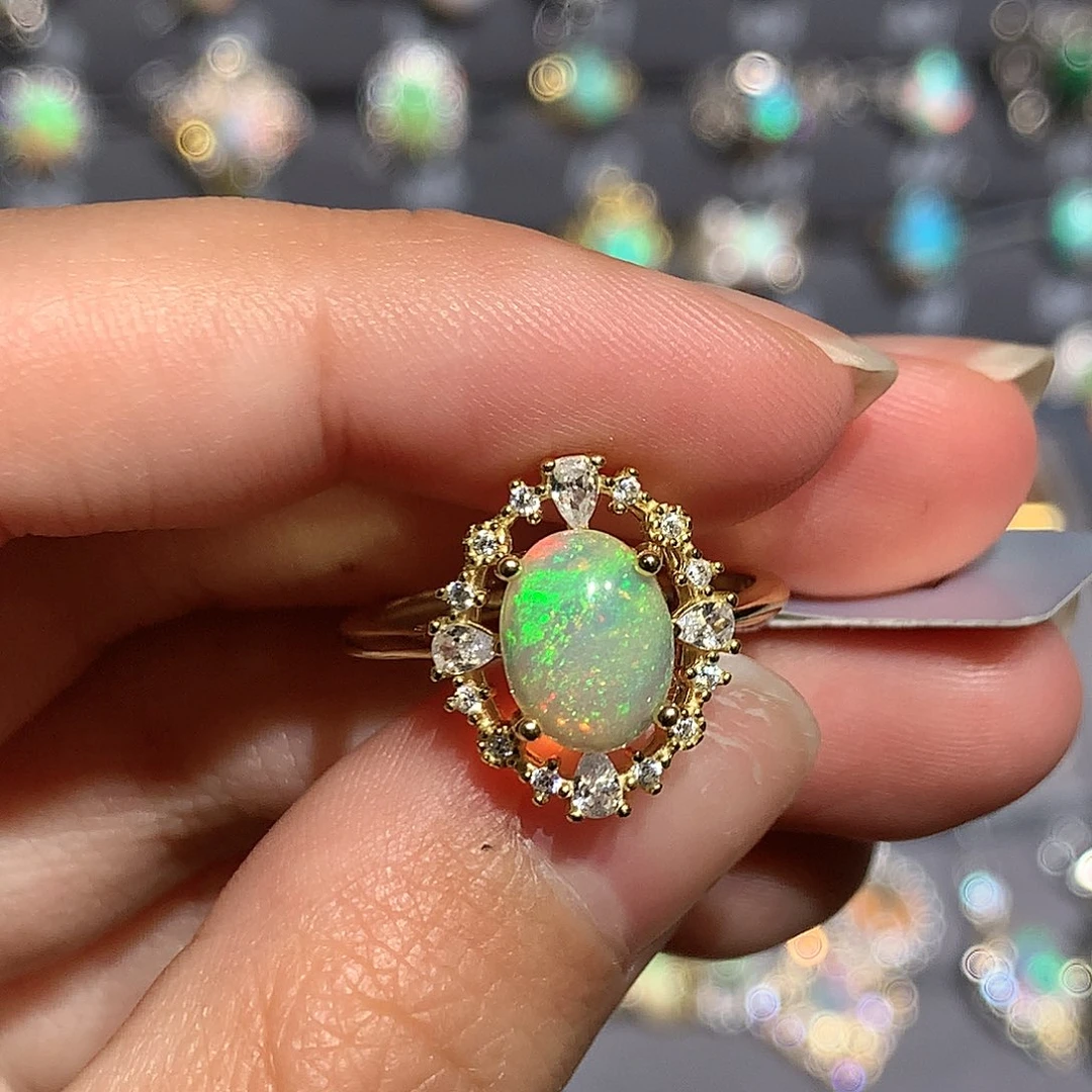 欧泊银S925镶嵌欧泊戒指y