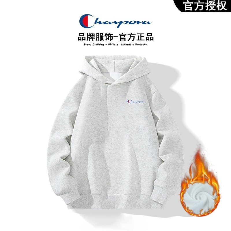 冠军犀牛系列情侣卫衣女刺绣重磅套头衫宽松纯色外套青少年秋冬2