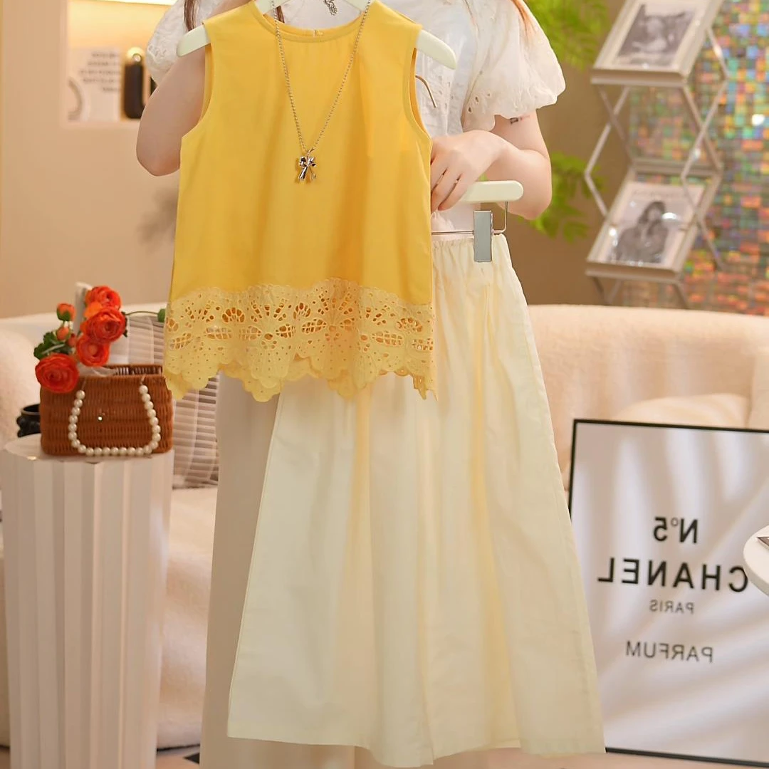 女童2025夏季新款韩版洋气碎花背心上衣+短裤两件套-207