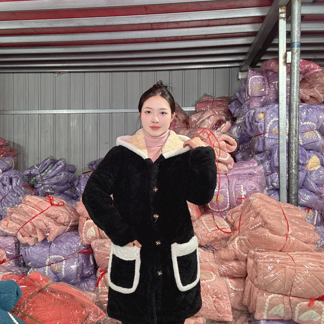 【连帽款】冬季新款罩衣牛奶绒三层加棉加厚宽松家居服棉服