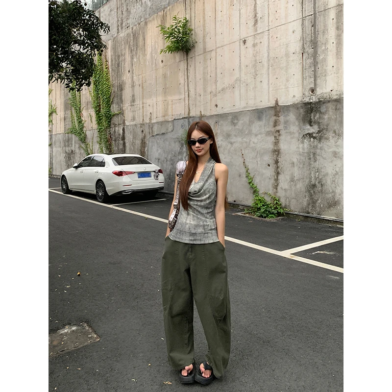 【HRG】夏季复古宽松直筒工装中腰休闲裤252U1768#