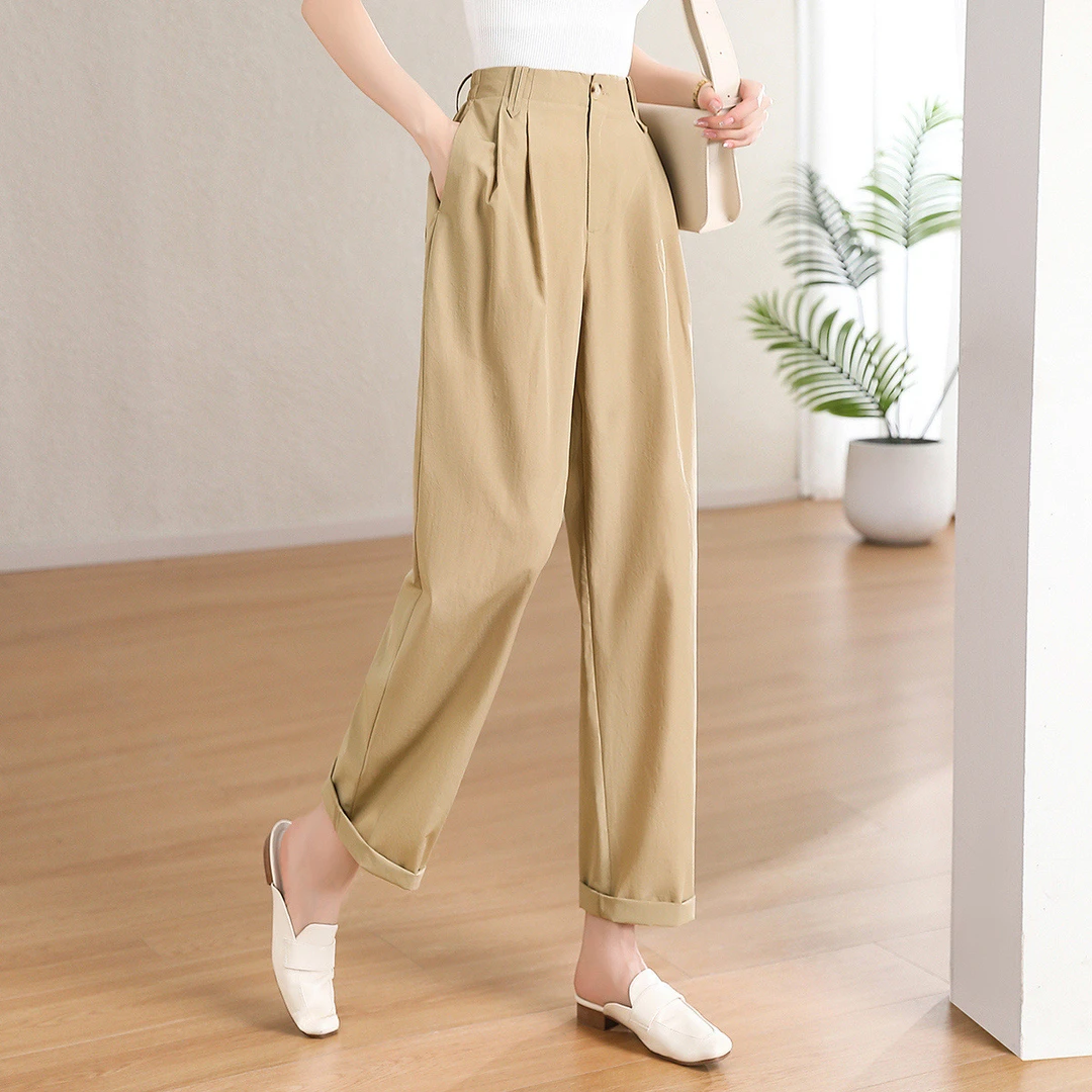 【直播】2025夏季新款休闲风洋气直筒哈伦锥形裤女式休闲裤0543