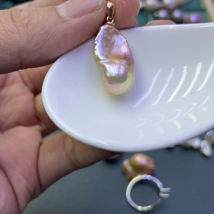 淡水珍珠吊坠(不含链)银S925镶嵌