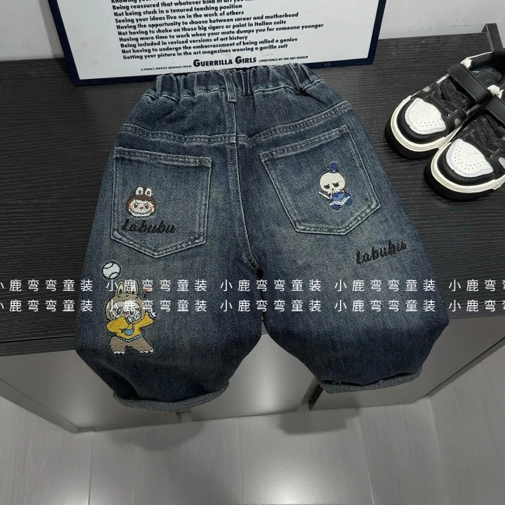 Q2515男童新款2025拉布布休闲时髦牛仔裤