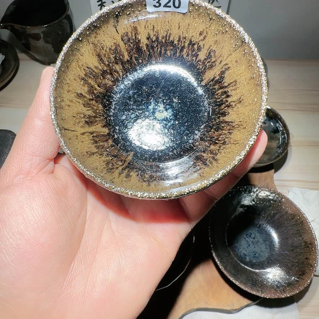 茶盏昊*男柴窑落灰烧茶盏微瑕