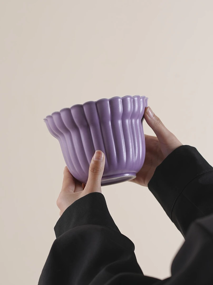 喜物  花口建水-紫色陶瓷茶具建水