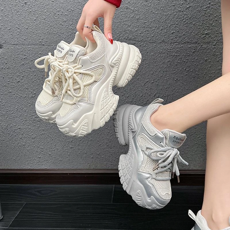 厚底老爹鞋女2025秋季新款圆头厚底舒适百搭休闲运动66-10