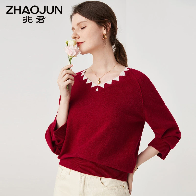 zhaojun/兆君洋气显瘦长袖圆领上衣宽松时尚百搭打底衫ZSR3174