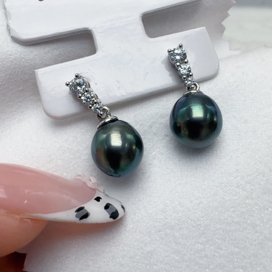 银S925镶嵌耳饰海水珍珠@@he248