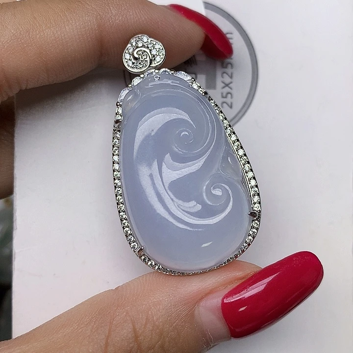 颈饰银S925镶嵌翡翠天然翡翠