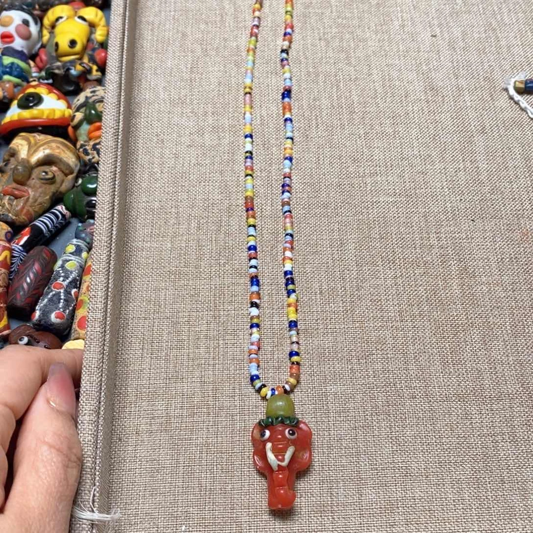 琉璃颈饰印度尼西亚链子加小象