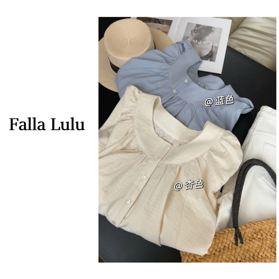 清仓！NO退换  力荐款 韩系简约气质高品质纯色圆领长袖衬衫 A5451