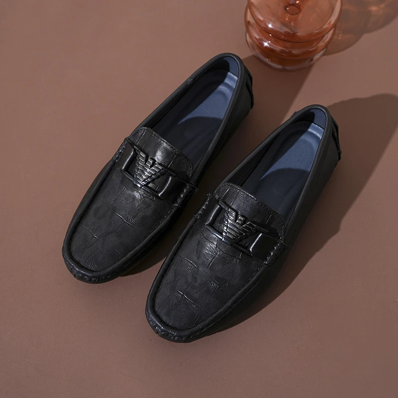 男士豆豆鞋春夏季款休闲透气一脚蹬真皮软底鞋真皮皮鞋乐福鞋