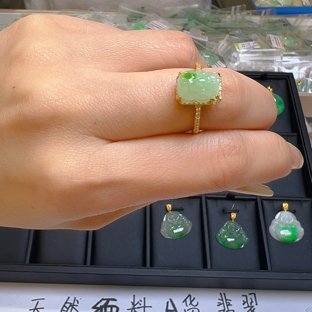 翡翠戒指银S925镶嵌翡翠