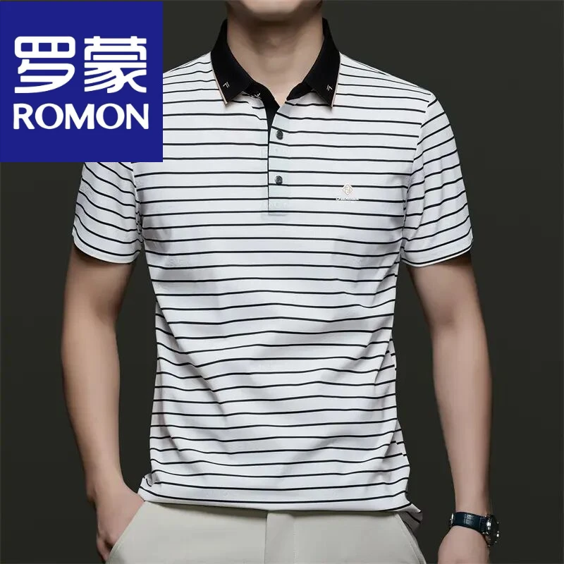 罗蒙夏季冰丝男士短袖衬衫商务休闲百搭薄款轻薄透气男衬衣