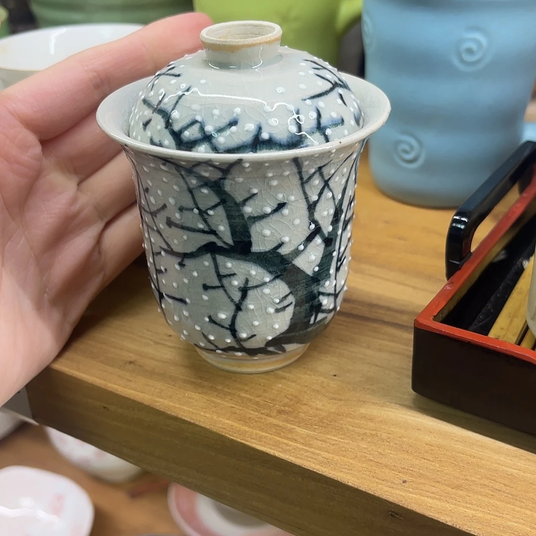 瓷片清水烧雪景盖杯32