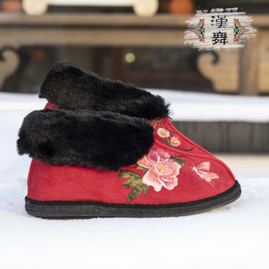 【香妃】中国风布鞋女布鞋高帮短筒加厚软底防滑秋冬棉鞋