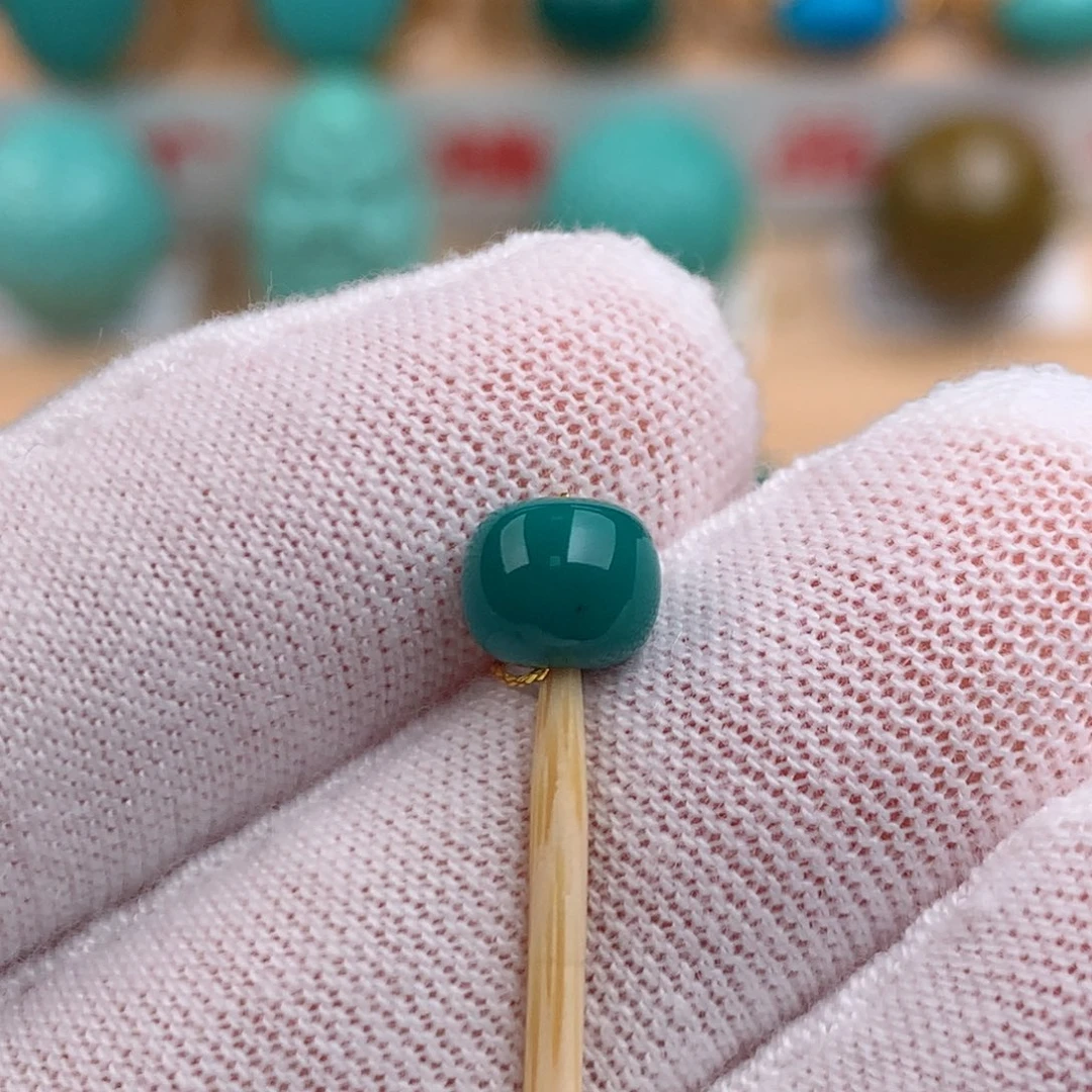 未镶嵌绿松石珠宝奇石6.4-5.4mm